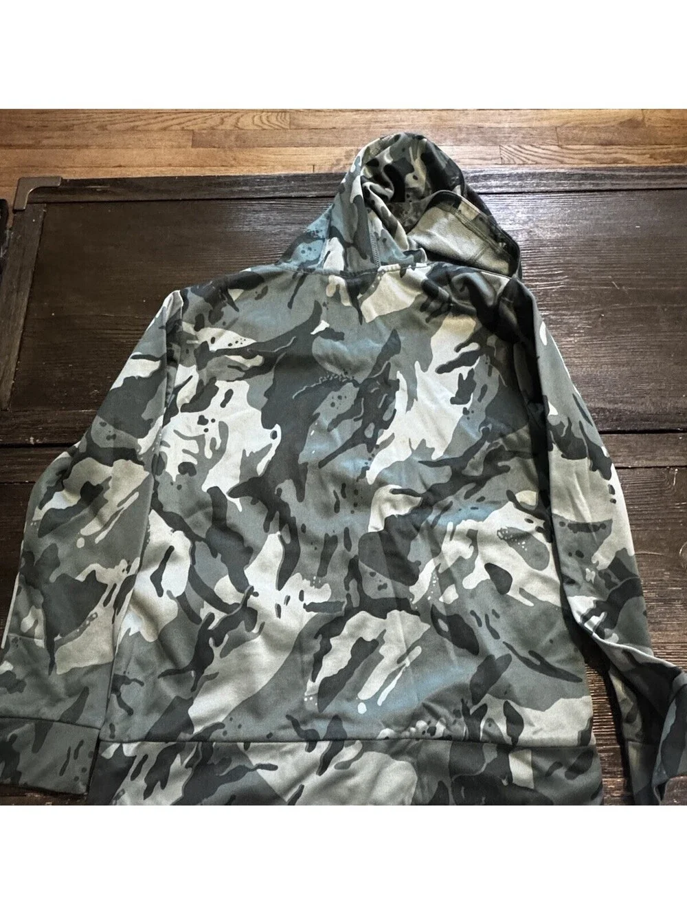 Adidas Boys M 10/12 Core Camo Hoodie Green Gray Orange Logo Pullover Youth